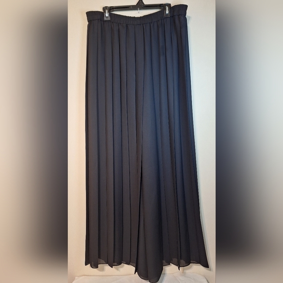 Adrianna Papell Evening Essentials sz 16 sheer wide leg black pleated plants - Picture 2 of 5